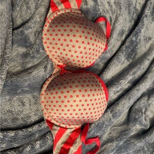 Victoria's Secret Red and Tan Polka Dot Bra